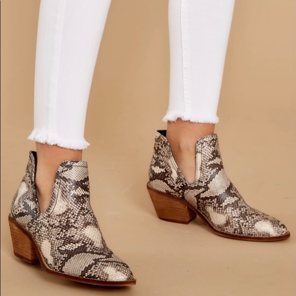 BEAST Snake Print Ankle Boots